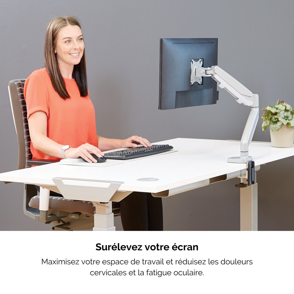 Fellowes enkele monitor arm Eppa - voor 1 scherm - tot 40 inch - zilver thumbnail 3