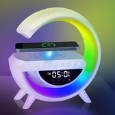 PZJFH Nieuwe Tafellamp, Lamp Met Oplaadfunctie Met Oplaadfunctie, Dimbaar Nachtlampje Met Omgevingslicht, Tafellamp Draadloos Met Bluetooth- Luidspreker, Wake-Up Light Wekker, Klok