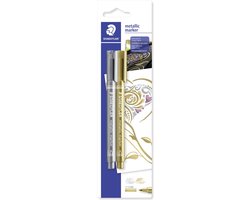 Staedtler 8323-S BK2ST Metallic Marker, 1,2 mm, Goud/Zilver, 2 Stuks