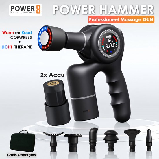 Power-8® Massagepistool met Druksensor Zwart - Power-8® - €97,45