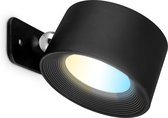 B.K.Licht - Oplaadbare Wandlamp - zonder voeding - met oplaadbare batterij - magnetisch - 360° draaibar - dimbaar - CCT - Zwart