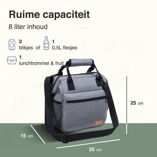 ForDig Koeltas - Lunchtas Volwassenen - 4 laags geïsoleerd - 8 Liter - Grijs van Ford — afbeelding 3