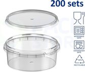 200 x plastic bakjes met deksel - 300 ml - ø118mm - vershoudbakjes - meal prep bakjes - transparant - geschikt voor diepvries, magnetron en vaatwasser - Nederlandse producent