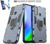 Huawei P Smart 2020 Robuust Kickstand Shockproof Grijs Cover Case Hoesje - 1 x Tempered Glass Screenprotector ATBL