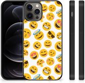 Telefoon Hoesje Super als Cadeautjes voor Meisjes Geschikt voor iPhone 12 Pro Max Backcover Soft Siliconen Hoesje met Zwarte rand Emoji