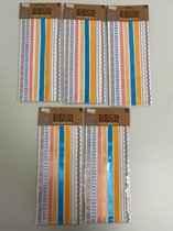 Hobby decoratie: sierlijk lint - set van 5 verpakkingen (oranje/blauw)