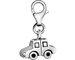 Quiges – Charm – Hanger - 3D Auto - Verzilverd - karabijnslot - geschikt - voor - Bedelarmband - QHC128