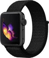 Zwart Nylon Horloge Band voor Apple Watch 1/2/3/4/5/6/se en Nike+ 42mm & 44mm Series - Zacht Geweven Nylon - 42 mm en 44 mm