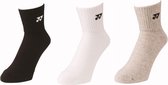 Yonex 3pak sokken halfhoog wit/grijs/zwart | maat 43-47