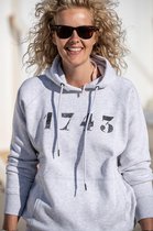 Hoodie 1743 - XXXL - soft grey, grijs, bio-katoen, sweater met capuchon, vintage print