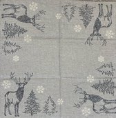 Tafelkleed - Grijs - hert kerstboom sneeuwvlok - Vierkant 110 x 110 cm
