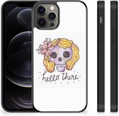 GSM Hoesje Geschikt voor iPhone 12 Pro Max Siliconen Hoesje met Zwarte rand Boho Skull