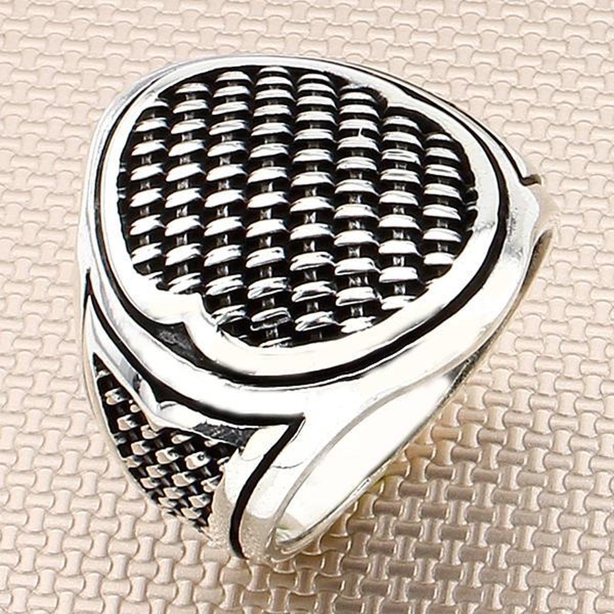 Zilveren ring heren breipatroon - 20.50 mm / maat 64