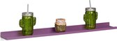 Relaxdays wandplank smal - wandboard hout - plank voor muur - MDF - wandelement 80 x 10 cm - violet