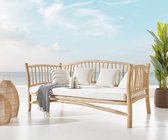 Tuinbank Melania Teak natuur 212x103 cm met kussen wit outdoor