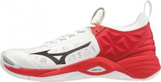 Chaussures de volleyball Mizuno Wave Momentum blanches rouges unisexes (V1GA191208)