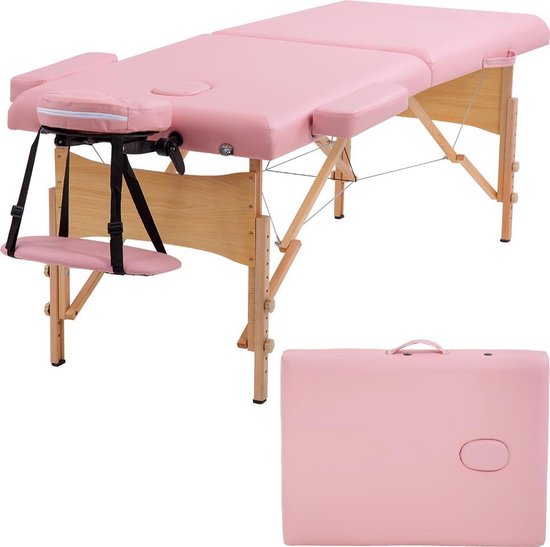 BestMassage MT-T1-Pink, Massagetafel draagbaar massagebed, 186 cm, hoogte  verstelbaar... | bol.com