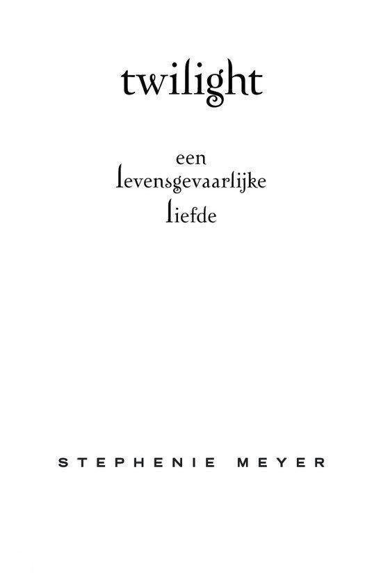 Boekcover van 'Twilight' met de ondertitel 'een levensgevaarlijke liefde'.