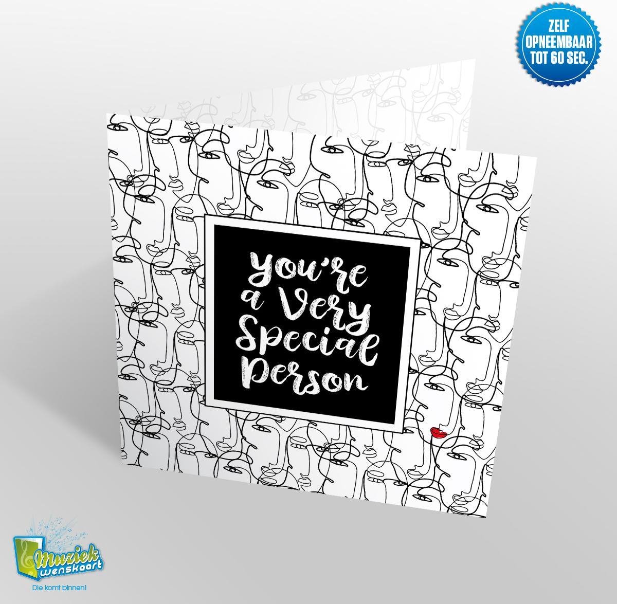 Muziekwenskaart - Special Person – zelf opneembaar – 60 seconden – 21x21cm – hoge kwaliteit – inclusief envelop