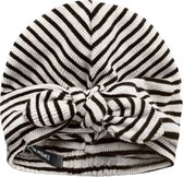 Your Wishes Beige Stripes Turban - Muts - Gestreept - Strik - Meisjes - Maat: 0-1 jaar
