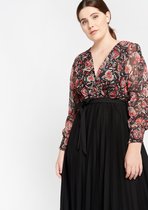 LOLALIZA Midi jurk met bloemen en plisse - Rood - Maat 34