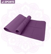 HBKS Sports Yoga Mat - Fitness Mat - Sportmat - Anti Slip Mat - Extra Dik - Inclusief Alignment - Paars