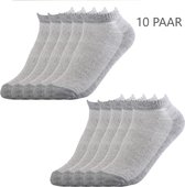 10 paar grijze enkelsokken - Lage sneaker sokken met mesh - Heren footies