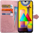 Samsung Galaxy M31 Portemonnee Hoesje Met Mandala Roze Goud