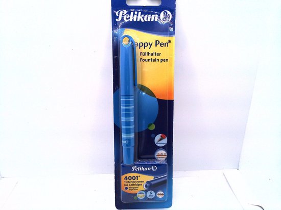 havik Kustlijn cursief Pelikan Happy Vulpen - incl 6 inkt cartridges - blauw - Medium (B18) |  bol.com