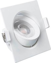 LED Spot - Inbouwspot - Facto Niron - 7W - Helder/Koud Wit 6000K - Mat Wit - Vierkant - Kantelbaar - BSE