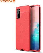 Xssive Leder look TPU Cover voor Samsung Galaxy S20  - Rood