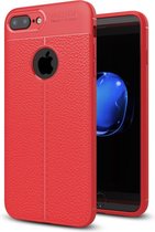 Xssive Leder look TPU Cover voor Apple iPhone 7 Plus - iPhone 8 Plus - Rood