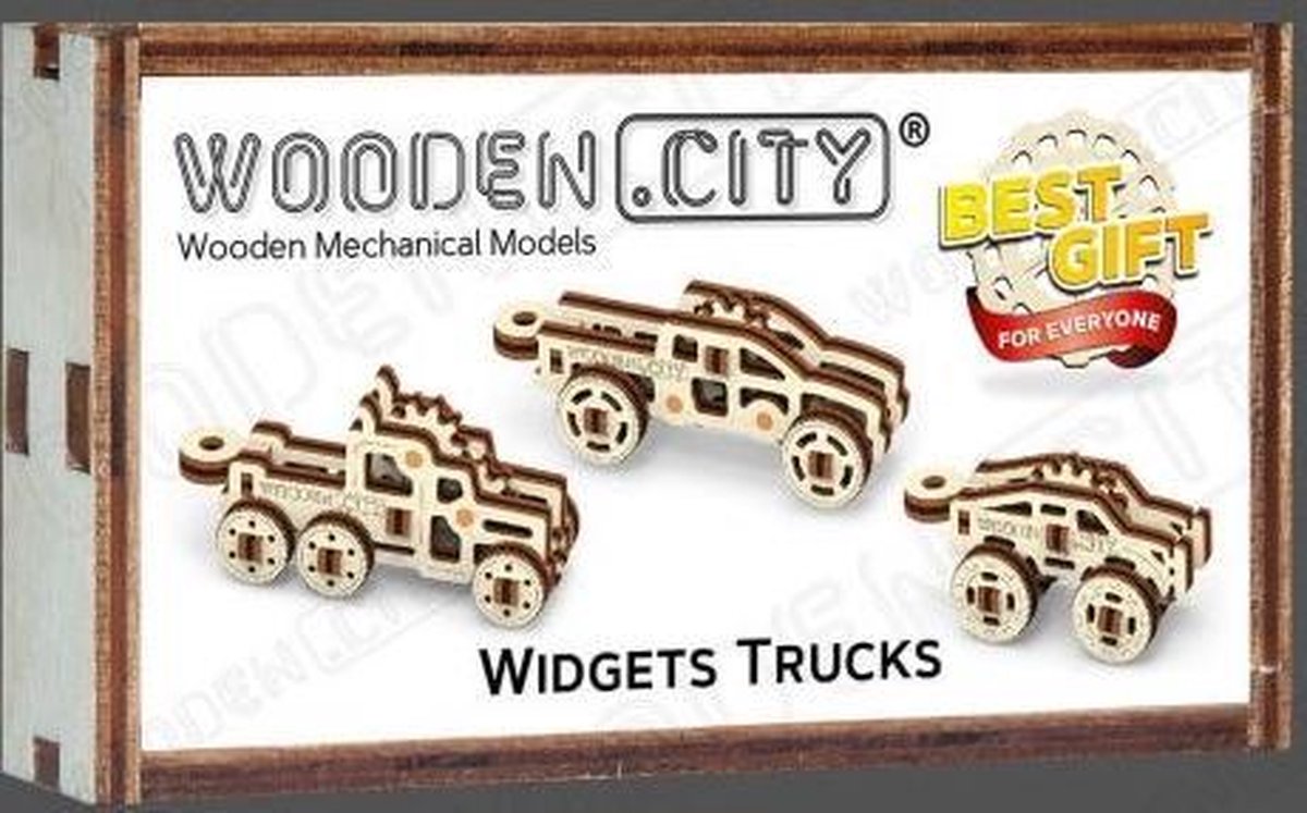 WOODENCITY Widgets Trucks 3Dpuzzel 44 stuks Voertuigen