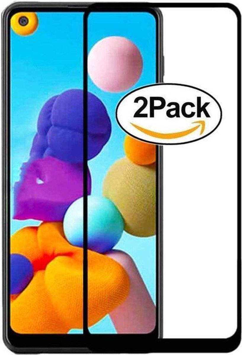 2 Pack Samsung Galaxy A21S Screenprotector Glazen Gehard Full Cover Volledig Tempered Glass - Volledige Dekking - Set Van 2 Stuks