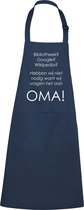 Mijncadeautje Schort - Wij vragen het aan OMA - opdruk wit - mooie en exclusieve keukenschort - blauw