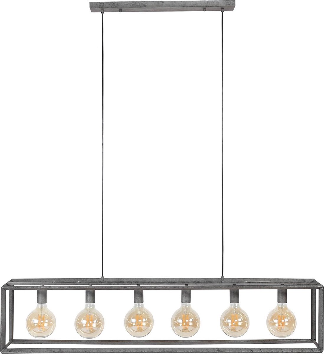 Diamond - Hanglamp - staven in ruitvorm - oud zilver - 6 L - met 6 LED lichtbronnen