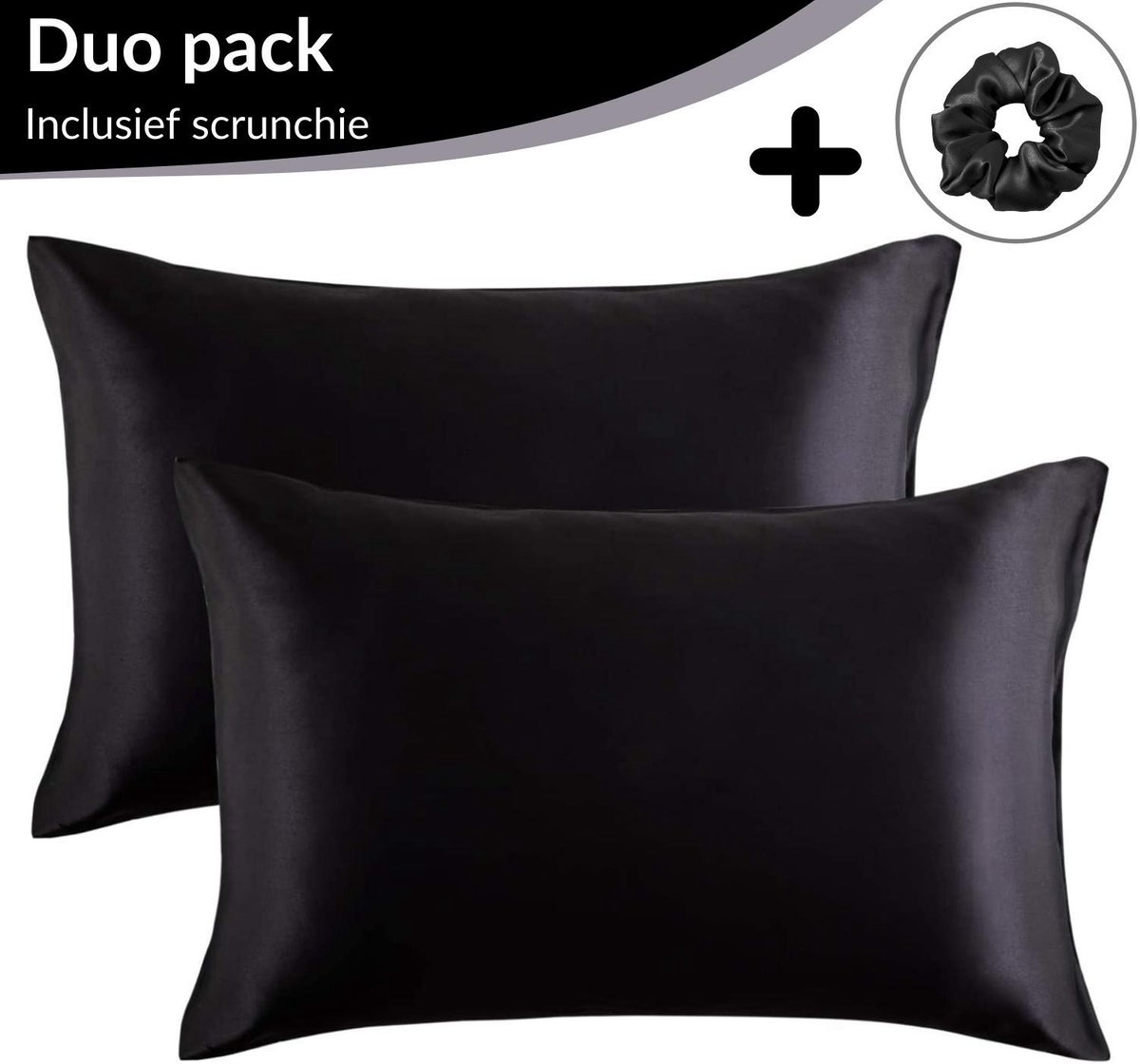Satijnen Kussensloop Beauty Anti Allergeen - Huidverzorging - Haarverzorging - Zwart - 60 x 70 2 S