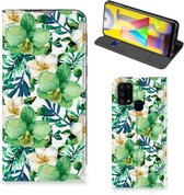 GSM Hoesje Geschikt voor Samsung Galaxy M31 Bookcase Cover Orchidee Groen