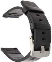 Horlogeband van Leer voor Asus Zenwatch 2 1.45" | 18 mm | Horloge Band - Horlogebandjes | Zwart met Zilveren Gesp