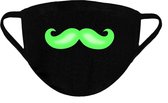 Mondmasker - Glow in the Dark - Mondkapje met print (Snor) - One Size (Volwassenen) Wasbaar - Niet-medisch - Zeer Comfortabel