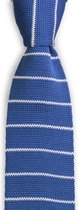 We Love Ties - Stropdas gebreid blauw gestreept - polyester - blauw / wit