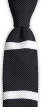 We Love Ties - Stropdas gebreid zwart streep - polyester - zwart / wit