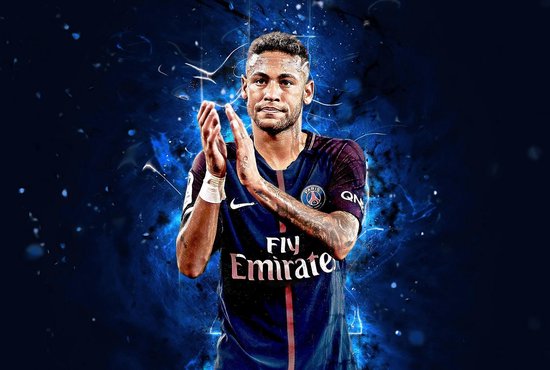 ? PSG • Neymar Junior 1 Canvas 150x100 cm • Foto print op Canvas schilderij ( Wanddecoratie woonkamer / slaapkamer / keuken / kantoor / bar / restaurant ) / Voetbal Canvas Schilderijen / Poster