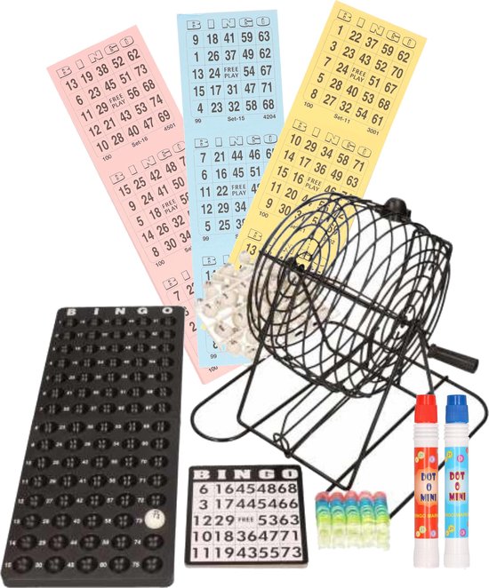 schroot engel ga winkelen Bingo spel zwart/wit complete set 29 cm nummers 1-75 met molen, 168x  bingokaarten en... | bol.com