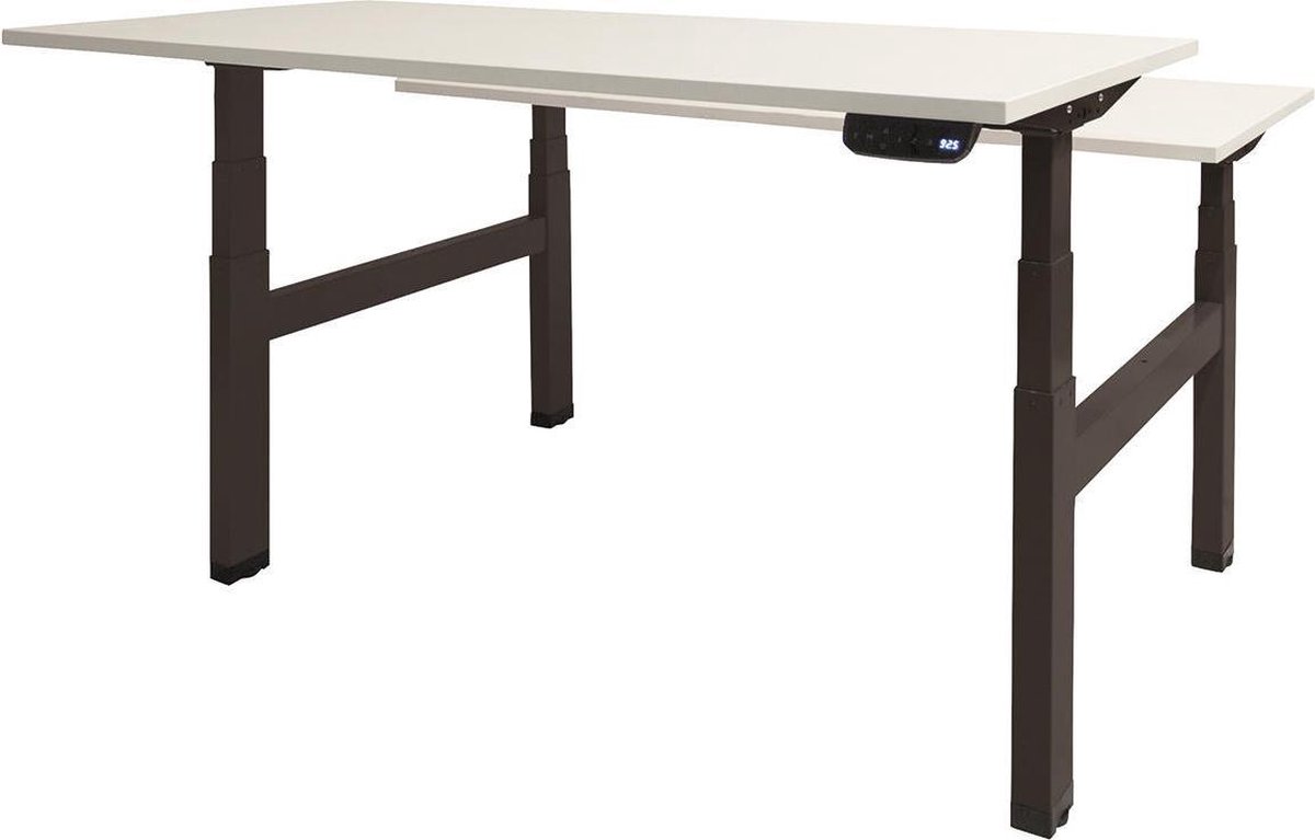RoomForTheNew Bureau Heathrow Plus Duo-Desk - Zit sta Bureau - Zit sta Bureau Elektrisch - Gaming Bureau - Game Bureau - Verstelbaar Bureau - standing Desk - duo bureau - duo werkplek--Wit blad-Zwart  onderstel- 120x80