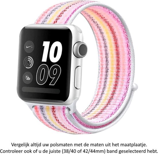 Rose - Wit - Bracelet de montre en nylon rayé jaune pour Apple Watch 1, 2,  3, 4, 5 et... | bol.com