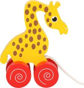 Houten trekdiertje giraffe 13 cm