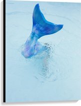 Canvas  - Blauwe Zeemeermin staart in het Water - 75x100cm Foto op Canvas Schilderij (Wanddecoratie op Canvas)