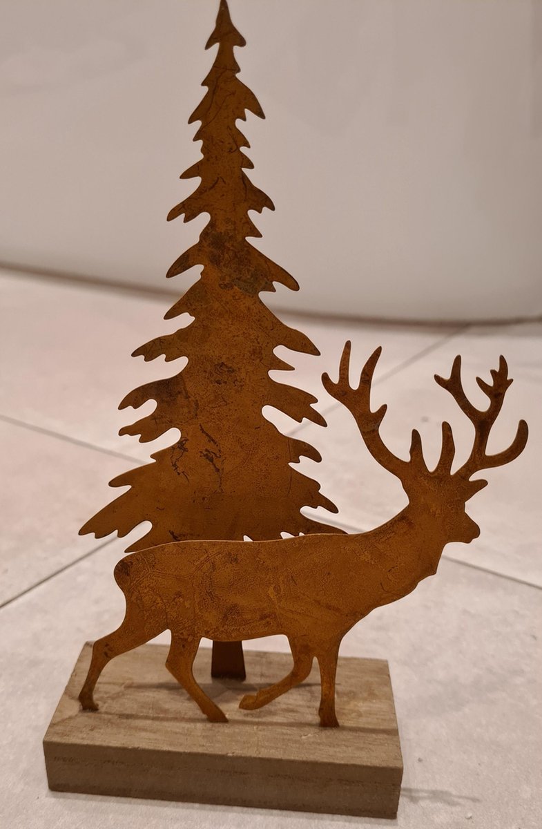 2 Stuks Zwarte Rendier Kerstdecoratie - Hars Herten Beeldjes Voor Thuis En Kantoor