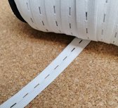 knoopsgatenelastiek - wit - 21 mm x 2 m - stevige kwaliteit elastiek met knoopsgaten